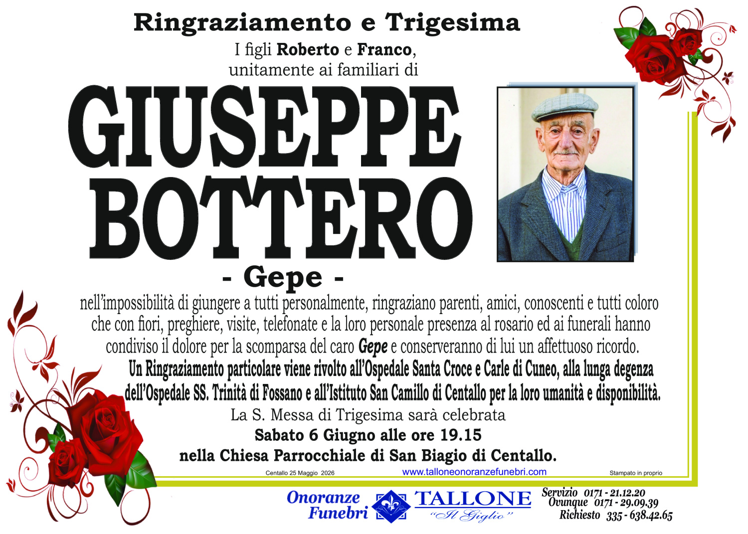 <br />
<b>Warning</b>:  Undefined variable $info in <b>/home/tallone/public_html/ringraziamenti.php</b> on line <b>68</b><br />
Giuseppe Bottero